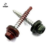 Vis autoperceuses en acier pour toiture métallique, tête hexagonale, oxyde de zinc rouge, avec rondelle EPDM, vis pour bois, vis pour tôle, couleur RAL 3009