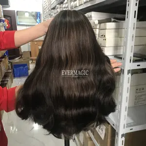 Best Quality European Human Virgin Hair Jewish Kosher Wig Band Falls Long Short No Layers Rabbi Luxury Balayage Color Wavy