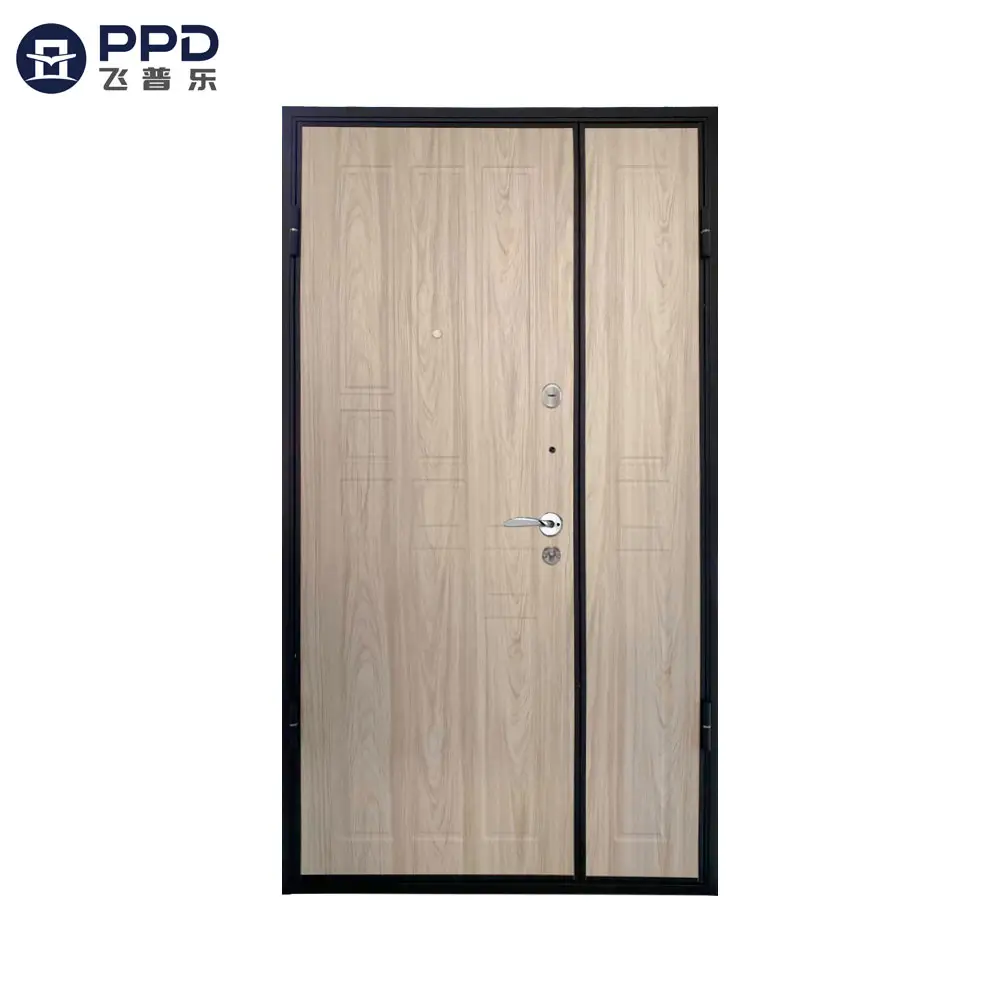 Stile russo appartamento personalizzato legno acciaio esterno cancello principale esterno Design caldo MDF metallo di sicurezza porte in acciaio
