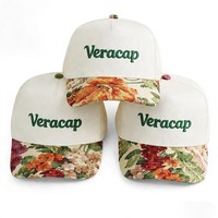 HBA54 Gorras de Béisbol para Hombre y Mujer con Diseño Moderno, Visera Personalizada, Estampado Floral, Logotipo y Bordado en Dos Tonos