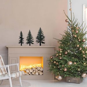 Decoración de <span class=keywords><strong>Pino</strong></span> de Hierro Estilo Rústico de 3 Piezas con Diseño Art <span class=keywords><strong>Deco</strong></span> para Chimenea y Centro de Mesa Navideño Rústico - Product Image 5