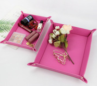 Plateau de rangement pliable en cuir PU carré avec logo personnalisé, à bouton-pression, pour bijoux, clés, montres, cosmétiques, organisateur de bureau