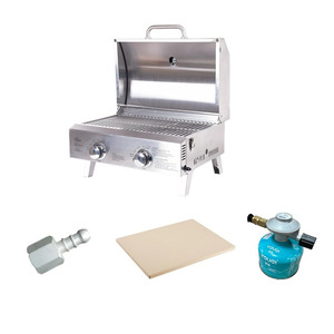 Parrilla de Gas Portátil de Acero Inoxidable de Primera Calidad con 2 Quemadores de GLP Ecológica para Acampar y Hacer Picnic - Product Image 1