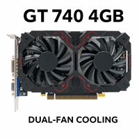 New GT740 4GB GDDR5 128Bit Dual Fan 4K Gaming Graphics Card with DirectX 12 and PCI Express 3.0 X16 for Desktop PC