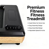Tapis roulant manuel pliable en bois non motorisé, équipement de gym commercial, écran LED, inclinaison à 3 niveaux pour usage intensif