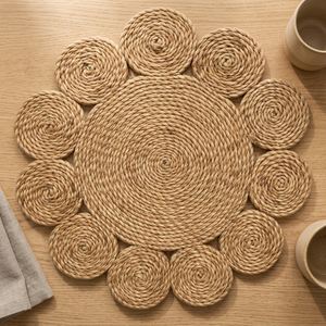 Star Hometex Handcrafted Jute Floral Modern Braided Washable Bedroom Area <b>Rug</b> Medium <b>Thickness</b> Novelty Shape Non-Slip Flat <b>Pile</b> - Product Image 4