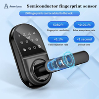 Serrure intelligente Tuya Aurelysse à installation facile, biométrique, par empreinte digitale, mot de passe numérique, poignée de porte, haute sécurité, prix usine, OEM/ODM