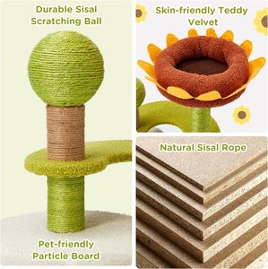 Gaya baru mewah pohon kucing bunga Menara kucing bunga lucu dengan tiang penggaruk Sisal untuk kucing dalam ruangan kecil - Product Image 5