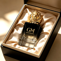 Bouteilles de parfum en verre transparent mat/givré personnalisées de luxe en gros, vides, 30ml 50ml 100ml, avec vaporisateur et base lourde, boîte cadeau noire