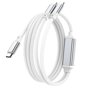 Cable de Datos Tipo-C Dos en Uno LUNG KAY Ly-043, Carga Rápida 5A, 100W, 1.2m, Revestimiento de Malla de Aleación de Aluminio, 480Mbps - Product Image 3