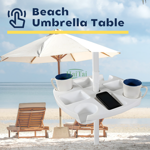 <span class=keywords><strong>Parasol</strong></span> de plage rond en plastique <span class=keywords><strong>avec</strong></span> <span class=keywords><strong>table</strong></span> intégrée pour extérieur, <span class=keywords><strong>jardin</strong></span>, piscine, au design moderne - Product Image 1