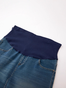 <span class=keywords><strong>Jean</strong></span> de maternité extensible pour femme, coupe bootcut, taille élastique, poche ventrale, design évasé, délavage neige, respirant, longueur intégrale - Product Image 4