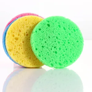 Cleansing Sponge Face Round Makeup Remover Tool Natural Wood Pulp Sponge Cellulose Compress Cosmetic Puff Washing Sponge