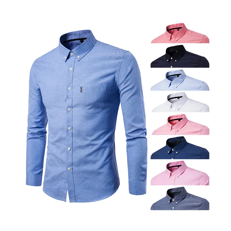 Man Shirt Dark Blue, Fashion Casual Cotton Oxford Tops Business Blouse Wholesale Men Shirts/