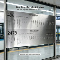 Letrero Táctil de Acero Inoxidable para Parada de Autobús con Mapa en Braille, Placa de Información de Transporte Público Personalizada