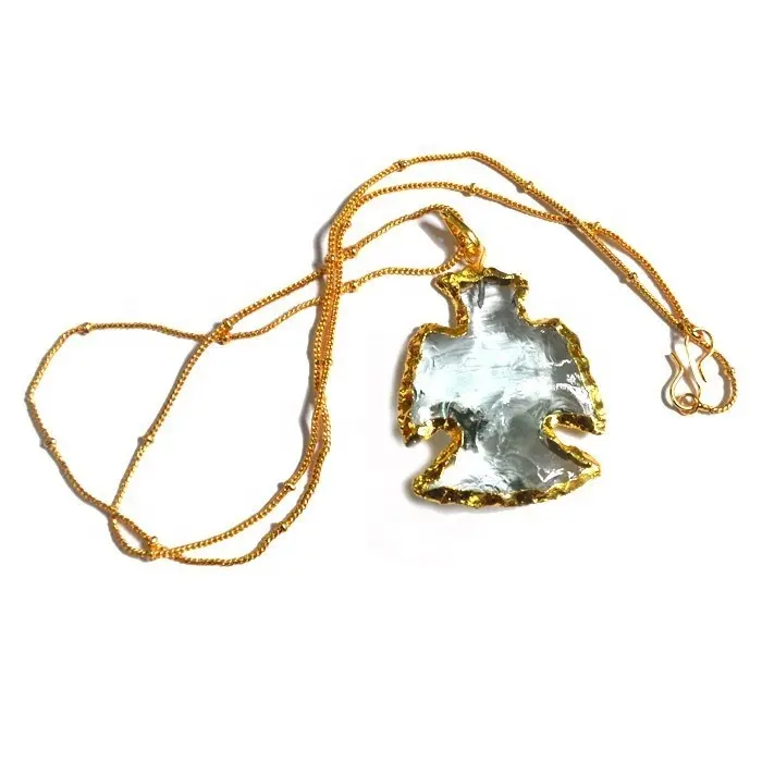 Aqua Eagle Arrowheads Necklace |Glass Arrowheads Necklace natural