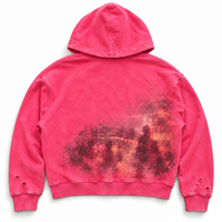 Sweat à capuche et short pour homme, style streetwear personnalisé, vintage, déchiré, coupe ample, avec impression DTG, patchs, effet soleil, fermeture éclair et strass