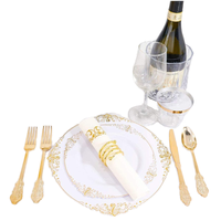 Assiettes à dîner jetables dorées de qualité alimentaire, lourdes et fantaisistes pour mariages et fêtes