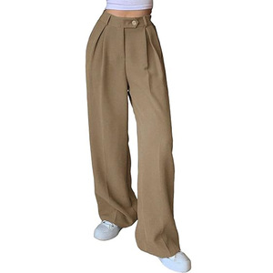 Women High Waist <strong>Pleated</strong> Wide Leg Suit <strong>Pants</strong> Casual Office Trousers Loose Fit Custom Logo Wholesale Bulk - Product Image 5