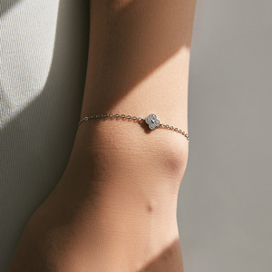 S925 Silver Flower Shape <b>Bracelet</b> With Round Diamond Claw Setting Chain Link Women's Classic Everyday Wear Jewelry - Product Image 4