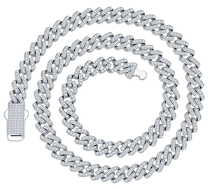 Collier chaîne cubaine 8 mm en argent 925 certifié, avec fermoir boîte, moissanite à feu intense, coupe idéale, style Club Essential, certifié Gender-Fluid - Product Image 2