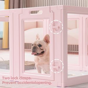Cerca de acrílico rosa cuadrada para gatos y perros, con cierre de gancho y bucle, para uso en tiendas de mascotas, para perros pequeños/medianos, Bichón - Product Image 3