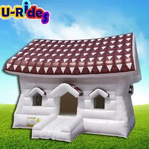 Groothandel Custom Wit Huis Opblaasbaar Huisje Bounce Huis Sneeuw Opblaasbaar Kasteel Springkasteel Voor Kinderen