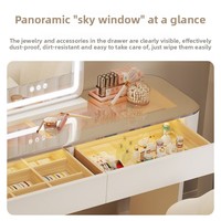 Coiffeuse en Bois Massif, Sensation Premium, Style Moderne Minimaliste, Nouveauté 2025, Commode à Tiroirs Intégrée, Meuble de Rangement, Miroir de Maquillage