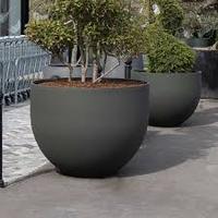 Pot Bunga Serat Kaca Besar 80L Set Dengan Lubang Drainase untuk Pajangan Lantai Modern Indoor Outdoor