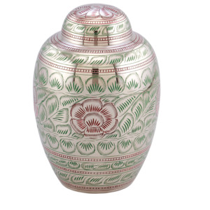 Urnes funéraires pour adultes en laiton de haute qualité avec de belles urnes funéraires en métal fini or et noir de gravure pour les cendres humaines - Product Image 5