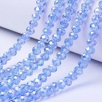 PandaHall 10 brins 4mm 6mm 8mm 10mm facettes Rondelle bleu clair Ab couleur galvanoplastie perles de verre