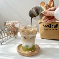 Mug à café moderne en verre borosilicate haute résistance, résistant à la chaleur, pour latte glacé, compatible lave-vaisselle et micro-ondes, grande capacité, pour jus et café