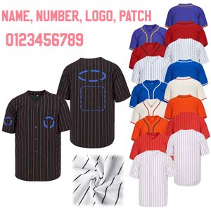 有现货 棒球球衣 休闲训练 黑色条纹服装 定制刺绣印花标志号码字母纽扣式垒球衬衫 - Product Image 1