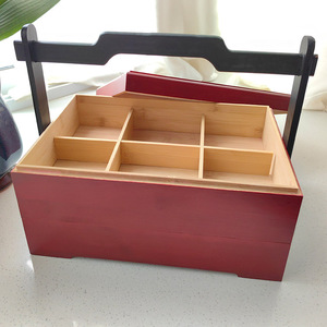 Chinese Style Mooncake Box Multi Layer Solid Wood Bamboo Flip Top Lid Rectangle Food <b>Storage</b> Container Picnic Party <b>Kitchen</b> Use - Product Image 2