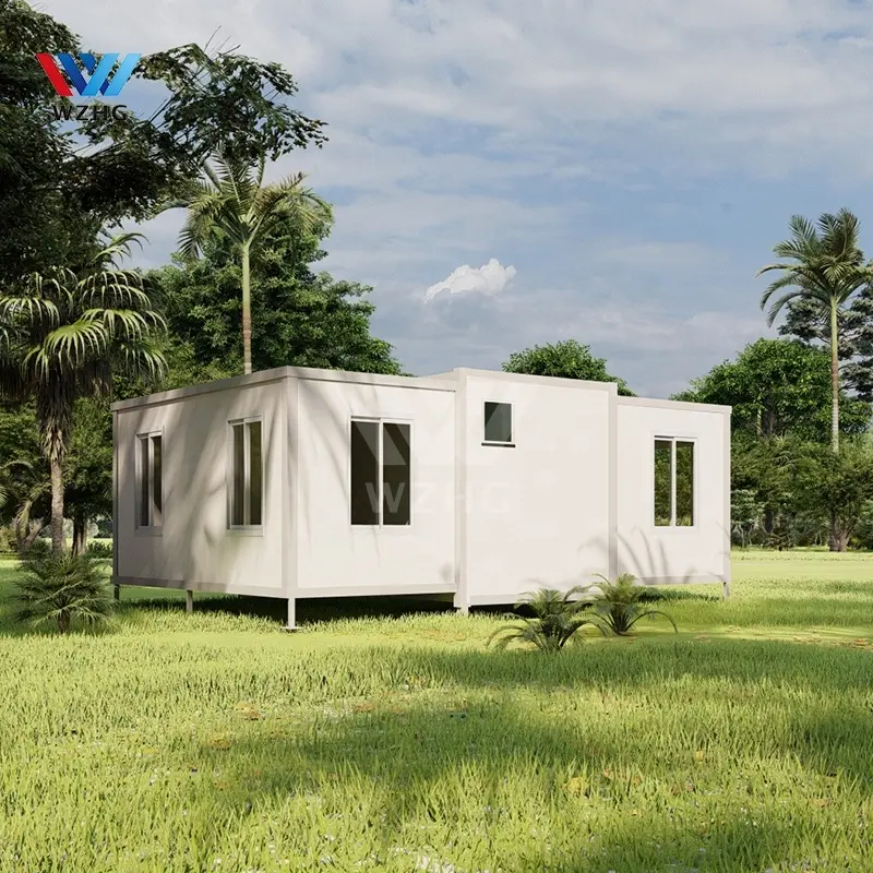 Single storey simple hurricane proof prefab portable bungalow container house design with terrace