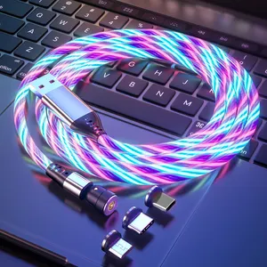 Streamer Luminous Cable Type C Magnetic Charging Cable 3in1 USB For Type C Micro Blue Red Green Colorful Cables