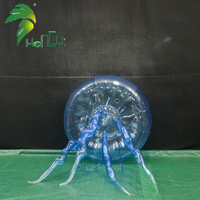 Ballon publicitaire gonflable en forme de méduse bleue transparente Hongyi, en bâche PVC, avec logo LED