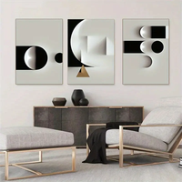 Vente en Gros Peinture sur Toile Abstraite Géométrique, Impression d'Art Mural Noir et Blanc, Affiche Tableau Nordique Moderne pour Décoration Murale de Salon