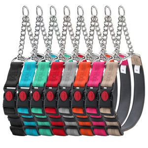 Collar de perro de medio control ajustable con cadena de acero inoxidable al por mayor, collar reflectante de nailon para mascotas para entrenamiento de caminar sin tirones - Product Image 6