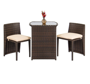 Mobili da giardino salvaspazio mobili da giardino in Rattan PE Set da giardino moderno per Patio Set di sedie da tavolo per balcone da 3 pezzi - Product Image 2