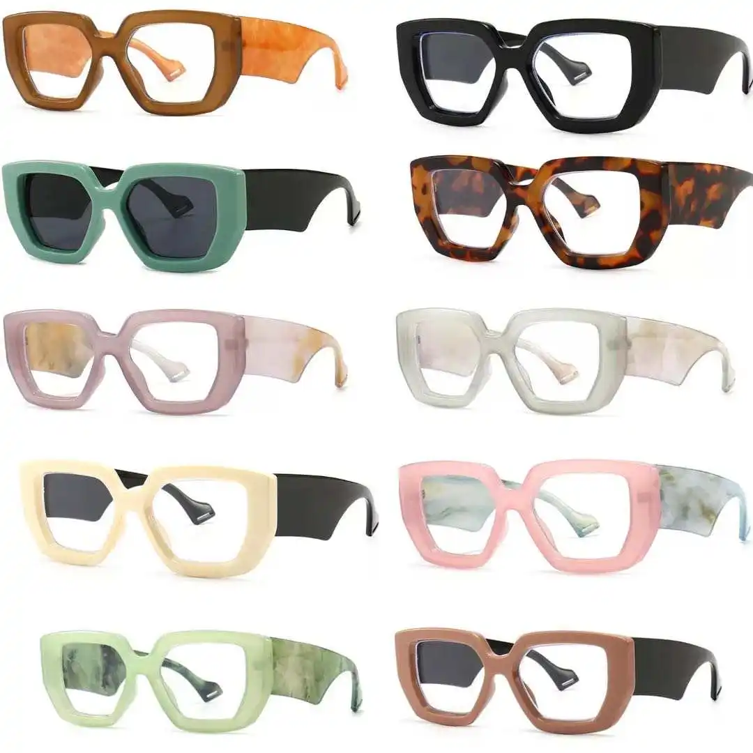 2022 Luxury Brand Polygon Square Women Glasses Frame Clear Anti Blue Light Men Optical Colorful Leopard Eyeglasses Frames