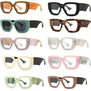 Luxury Brand Polygon Square Women Eyewear Frame Clear Blue Light Blocking Glasses Men Optical Colorful Leopard Eyeglasses