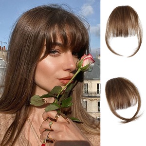 Estensioni della frangia dei capelli umani reali al 100% fasce d'aria pulite anteriori bionde clip in on bang hair piece per le donne - Product Image 1