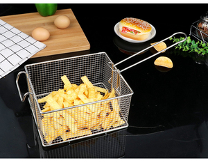 Colador de freidora de alambre de acero inoxidable, cesta de metal para freír para servir alimentos - Product Image 6