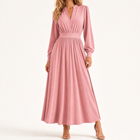 Robe Midi Femme Fatale Col V Style Français 2026 pour Femme, Coupe Évasée, Élégante et Sophistiquée, Printemps/Automne/Hiver