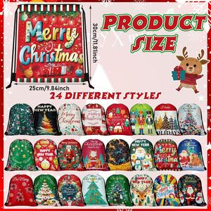 Sacs cadeaux de Noël 11,8 pouces, sacs à dos à cordon pour emballer les cadeaux de Noël, les biscuits, les friandises et les décorations de Noël - Product Image 2