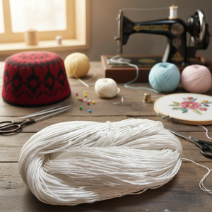 100% hilo de fantasía blanqueado teñido de algodón para Tarboush tejido a mano bordado tejido costura OE ecológico - Product Image 3
