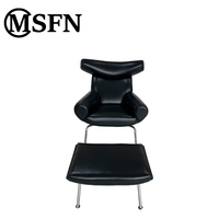 Chaise longue de luxe moderne inclinable en acier inoxydable avec repose-pieds pour salon, chambre, villa et appartement