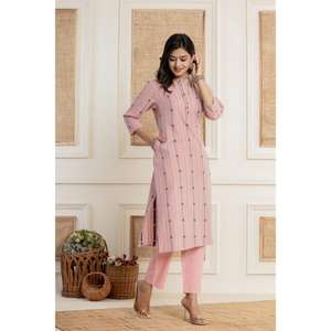 New Trendy Traditional Indian Cotton Kurti Set with Embroidery Ladies Kurta for Summer Wholesale in Surat India In Wholesale - Product Image 3