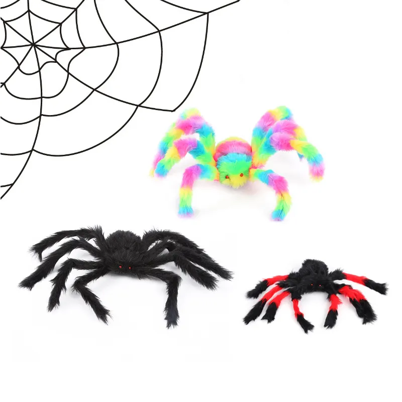 Puntelli di Halloween Molti Formati Realistico Spider Web Giocattolo di Plastica di Halloween Ragno